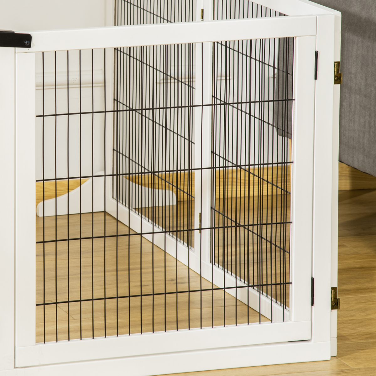 6-Panel Freestanding Foldable Wooden Dog Gate Playpen 432cm Pawhut