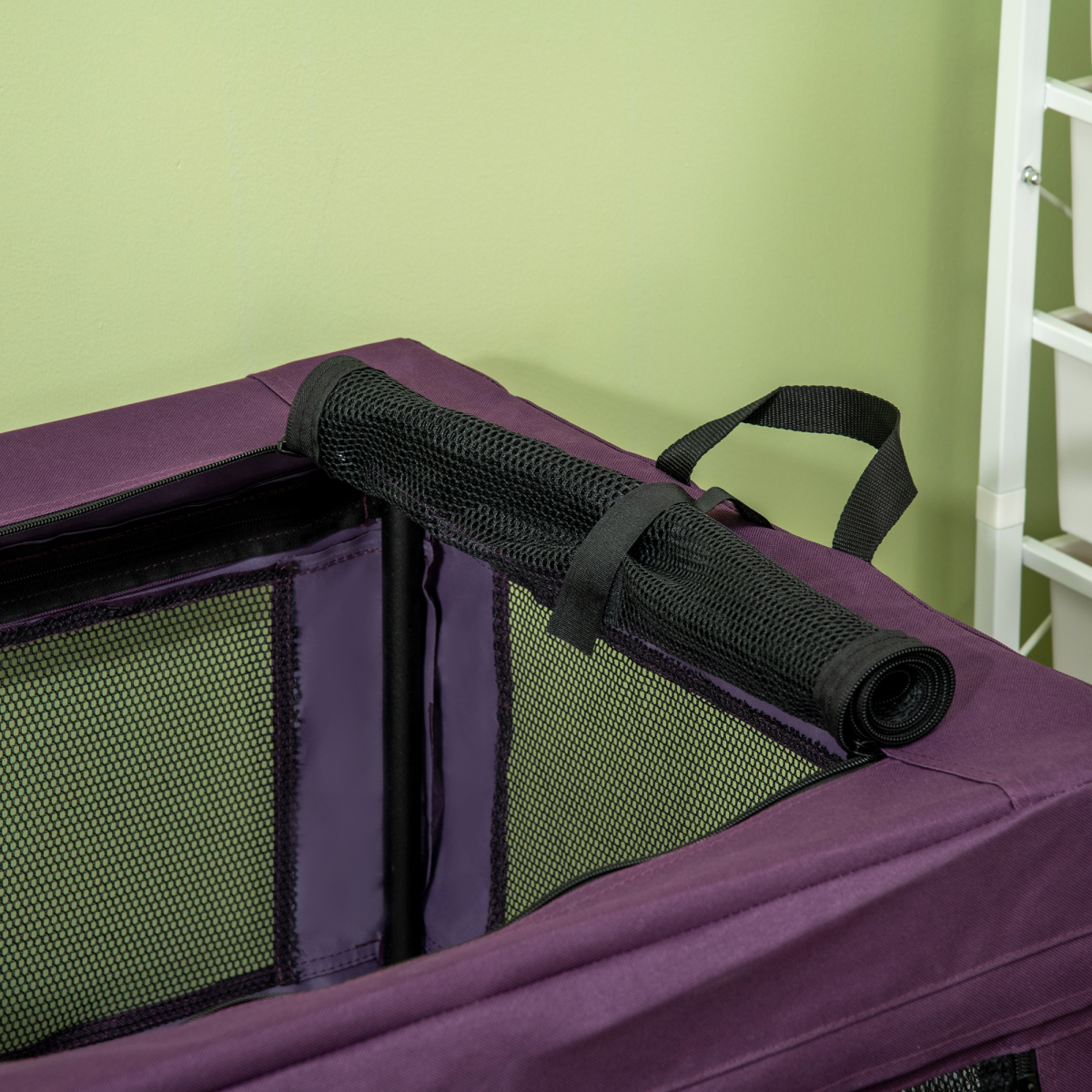 80cm Foldable Pet Carrier Bag with Cushion - Purple, for Small/Medium Dogs