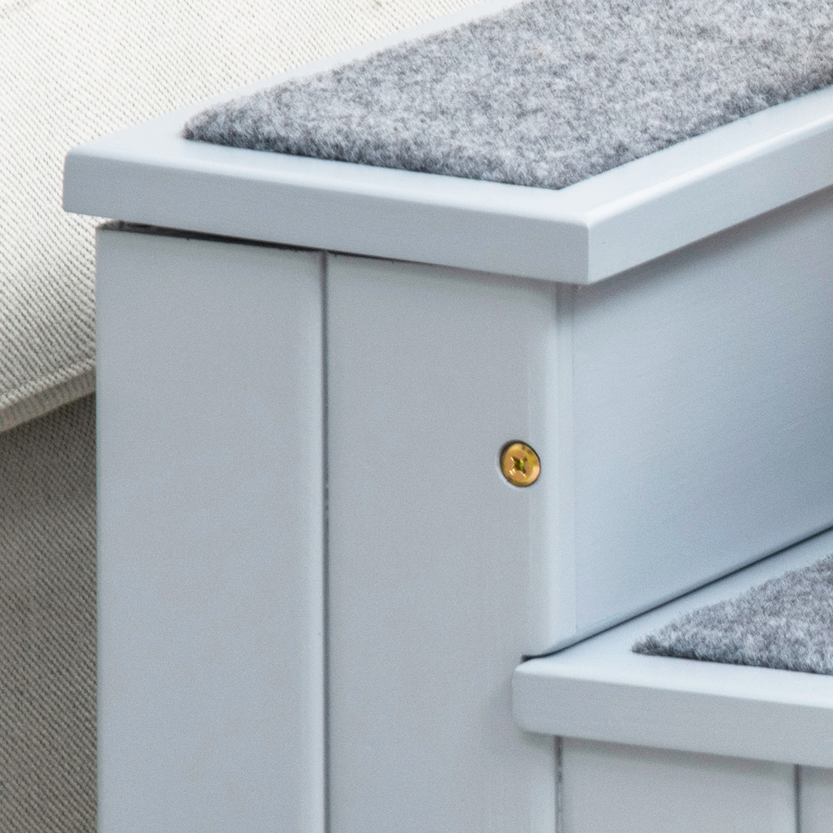 Pawhut 3-Step Wooden Dog Stairs with Hidden Storage, Grey