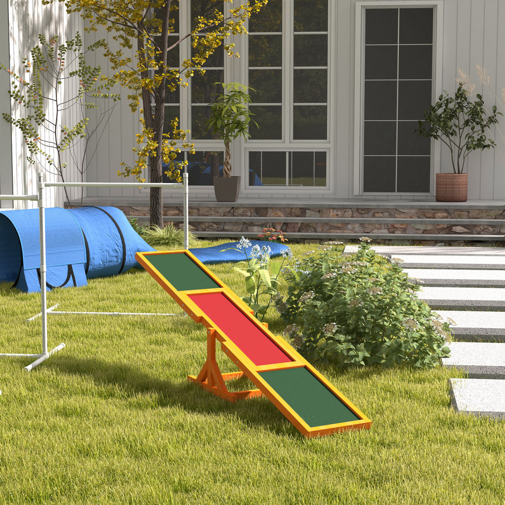 Pawhut Wooden Seesaw for Dogs - Training & Agility Toy, Non-Slip Surface