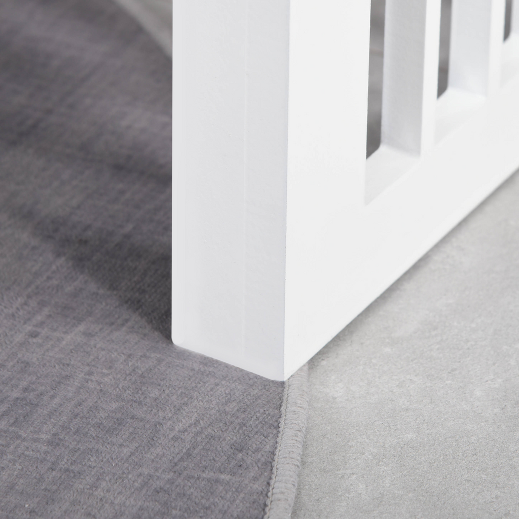 Pet Feeder Raised Stainless Steel Bowls Stand - Food & Water (White, Small)