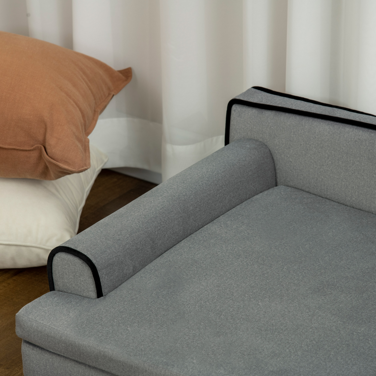 Pet Sofa Bed for Large & Medium Dogs - Wooden Legs, Grey, Water-Resistant