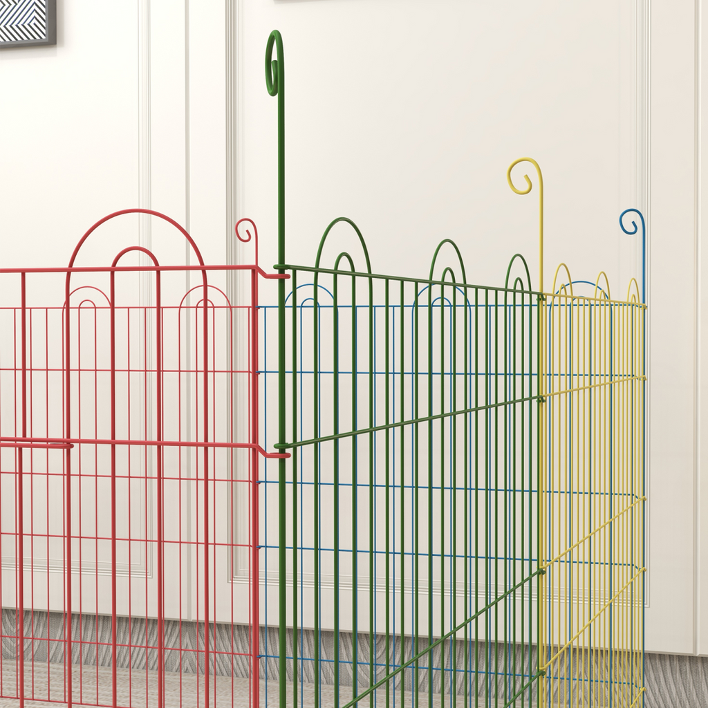PawHut 6-Panel Pet Playpen with Door - Shape Options (Oct/Sq/Tri), Metal