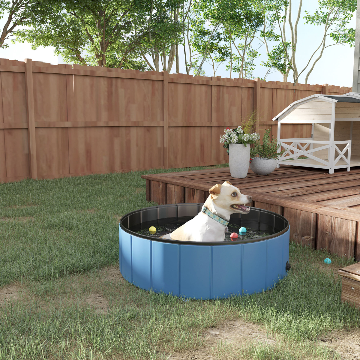 Pawhut 100cm Foldable Pet Pool for Indoor/Outdoor Cat & Dog Fun