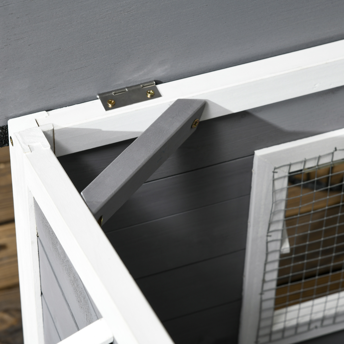 Large Outdoor Fir Wood Dog Kennel 109x79x72 cm - Grey