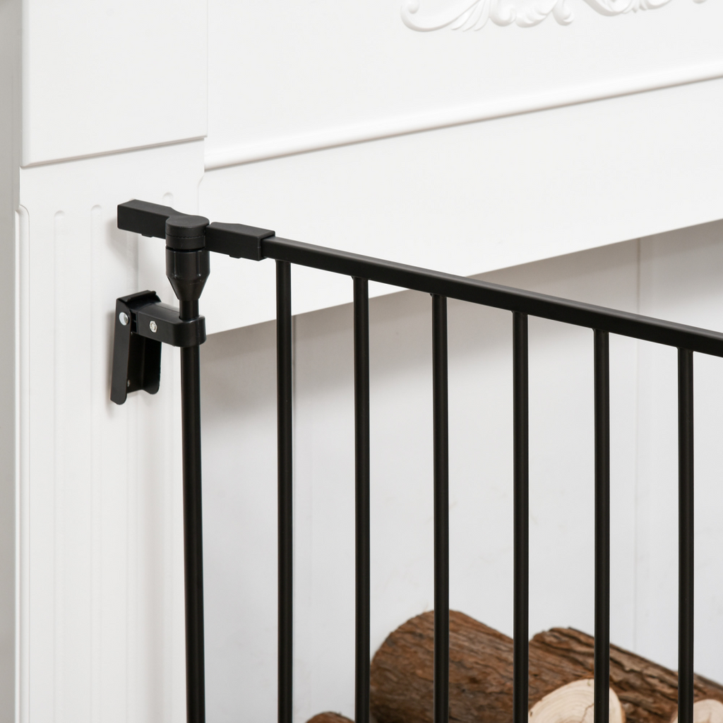 3-Panel Pet Gate & Playpen for Indoor Stairs - Walk-Through Door, Black