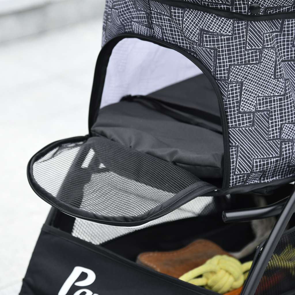PawHut Foldable Dog Stroller with Carriage, Brakes & Universal Wheels - Grey