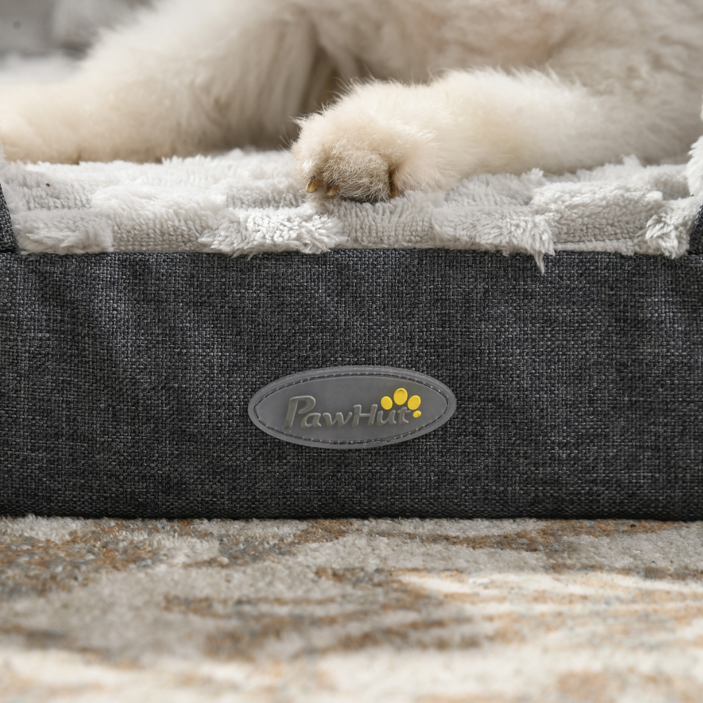 PawHut Large Dog Bed Calming Velvet Padding 7cm - Charcoal Grey