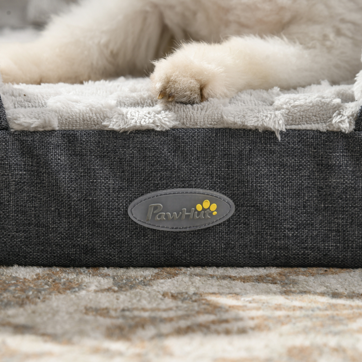PawHut Large Dog Bed Calming Velvet Padding 7cm - Charcoal Grey