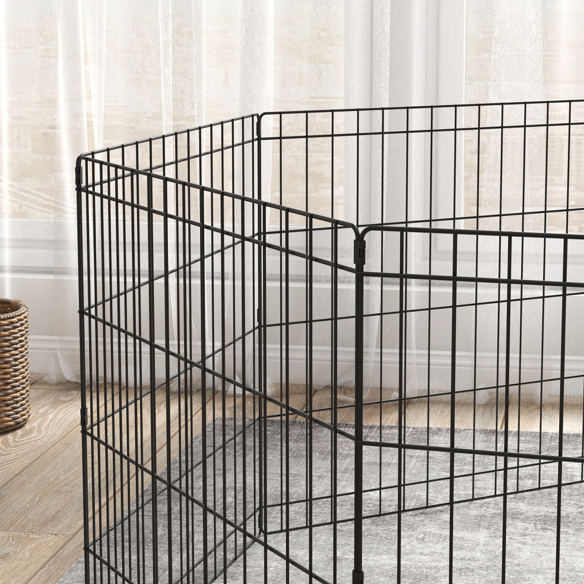 PawHut 24-Inch Pet Dog Playpen - Eight-Panel Metal Fence, Portable Run