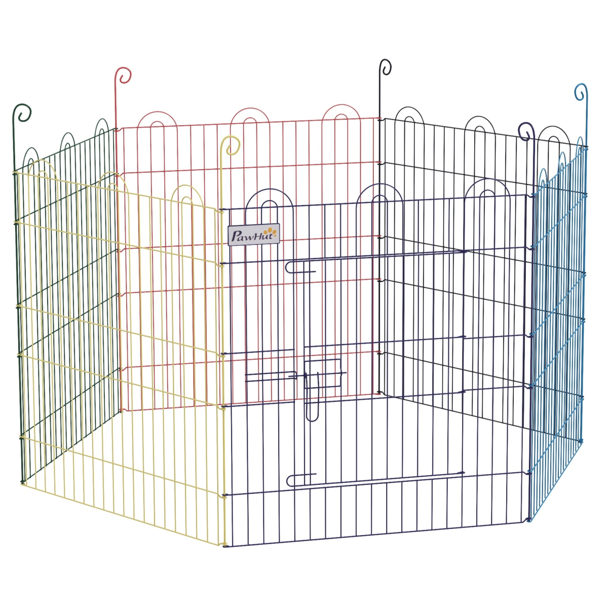 PawHut 6-Panel Pet Playpen with Door - Hexagon/Square Config, Multicolor