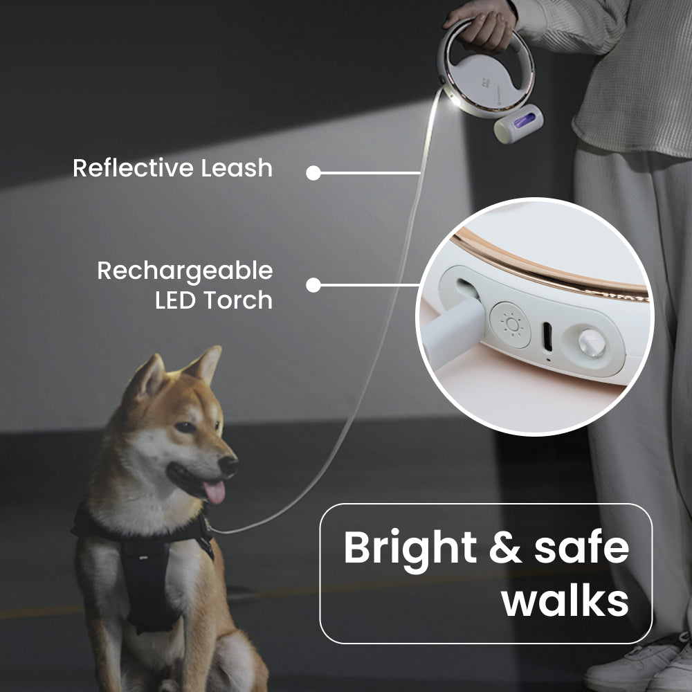 Lumi Leash: 4-in-1 Reflective LED Torch & Poop Bag Dispenser