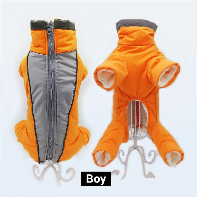 Winter Waterproof Dog Overalls – Reflective Warm Down Jacket for Small Dogs 🐾❄️