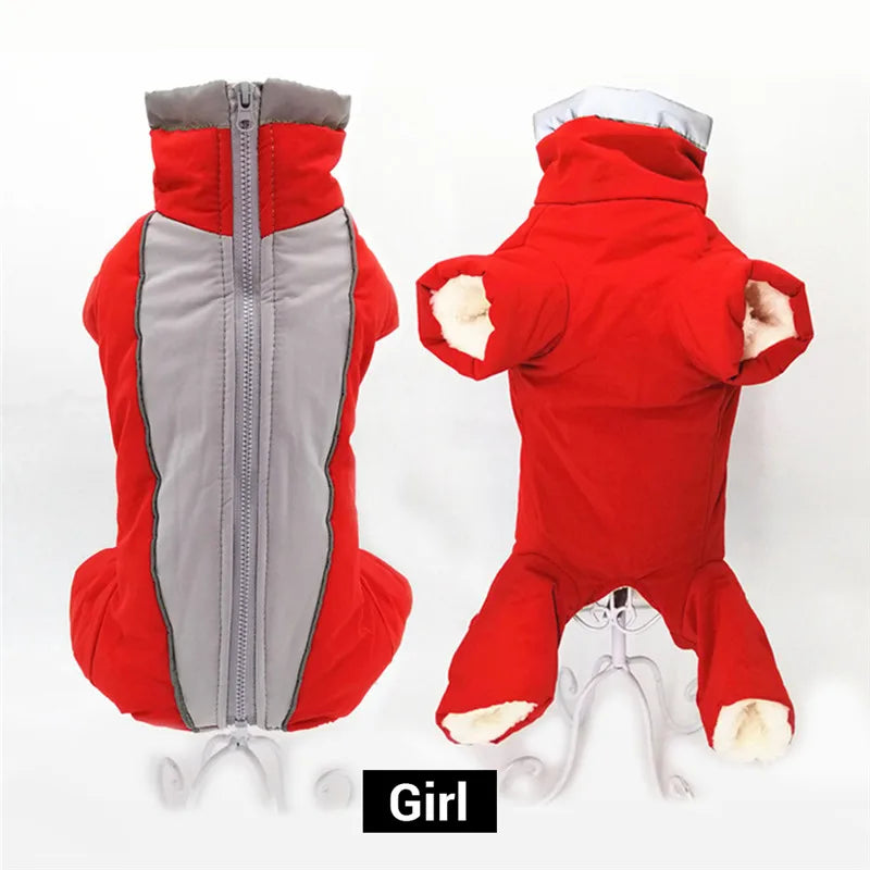 Winter Waterproof Dog Overalls – Reflective Warm Down Jacket for Small Dogs 🐾❄️