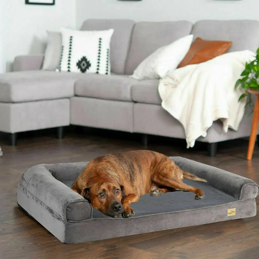 XXL Large Luxury Orthopaedic Dog Bed with Bolster & Washable Cover
