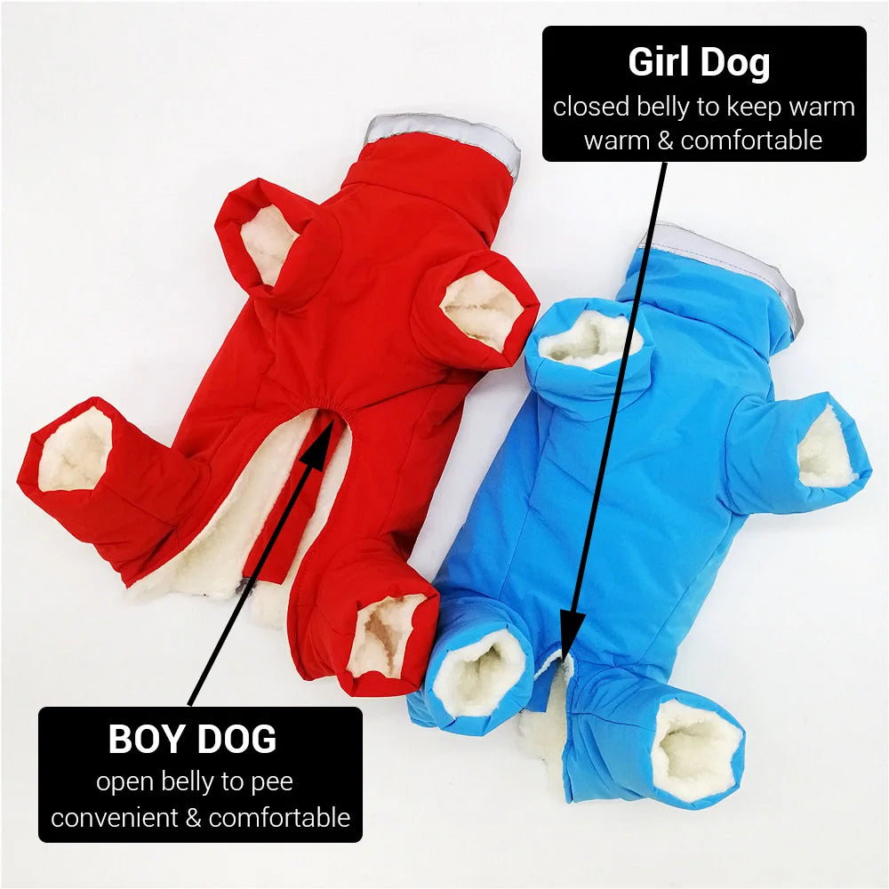 Winter Waterproof Dog Overalls – Reflective Warm Down Jacket for Small Dogs 🐾❄️