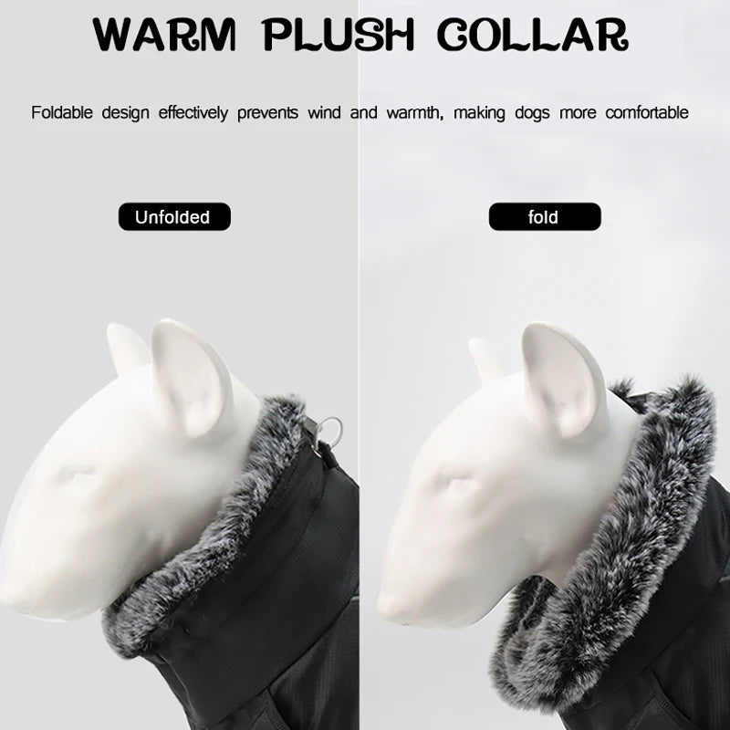 Waterproof Large Dog Coat with Built-In Harness & Furry Collar 🐾❄️