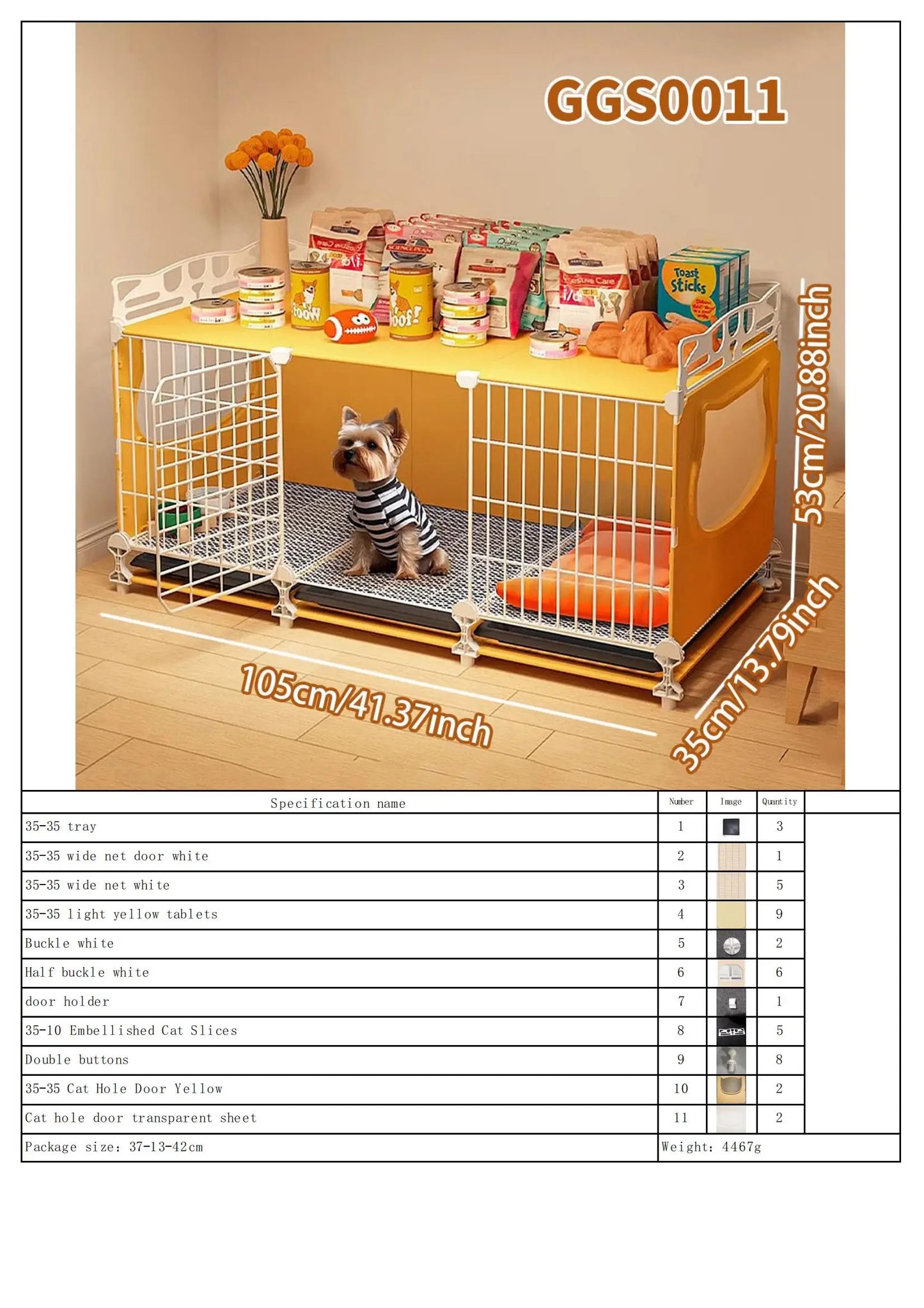 Small Dog Cage with Tray & Separate Toilet – Warm Autumn/Winter Kennel