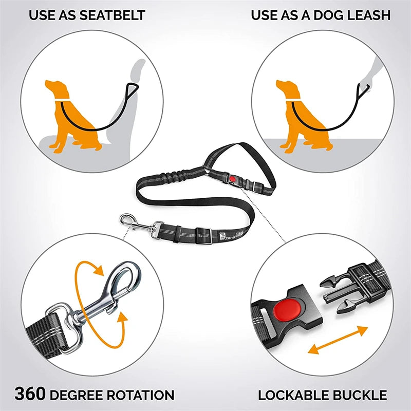 Reflective Pet Car Seat Belt &amp; Walking Lead
