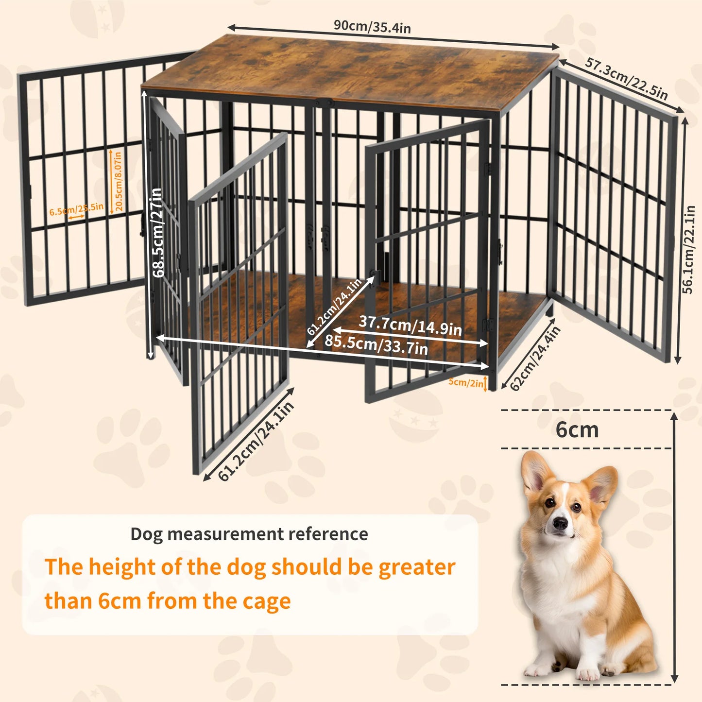 Heavy Duty Dog Crate Furniture with Divider & End Table Top