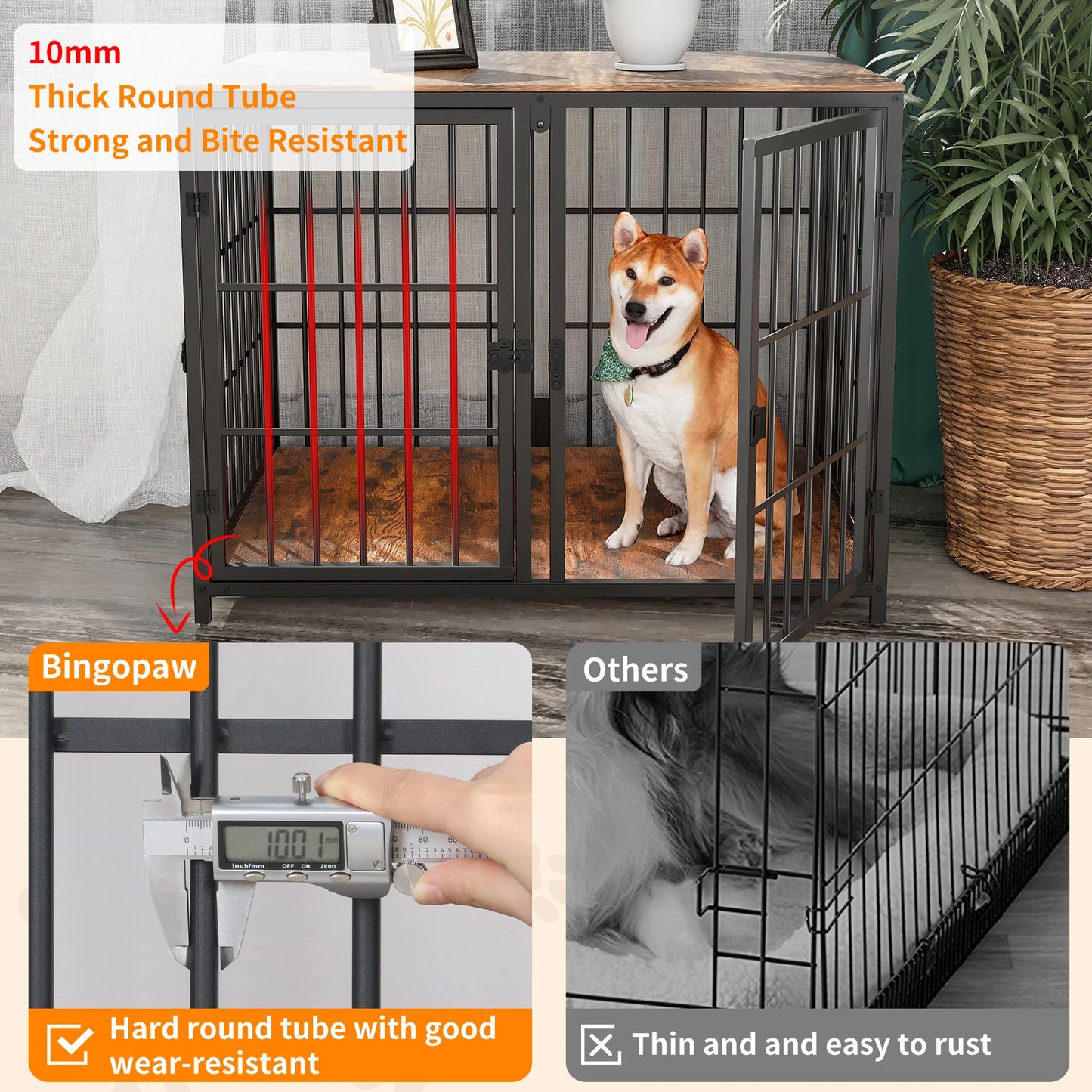Heavy Duty Dog Crate Furniture with Divider & End Table Top