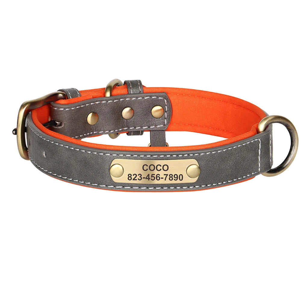 Personalised PU Leather Dog Collar – Free Engraving