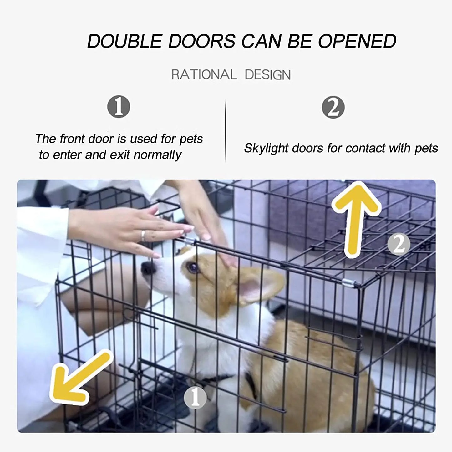 Foldable Portable Wire Dog Crate with Divider & Tray – Single Door Travel-Ready Kennel