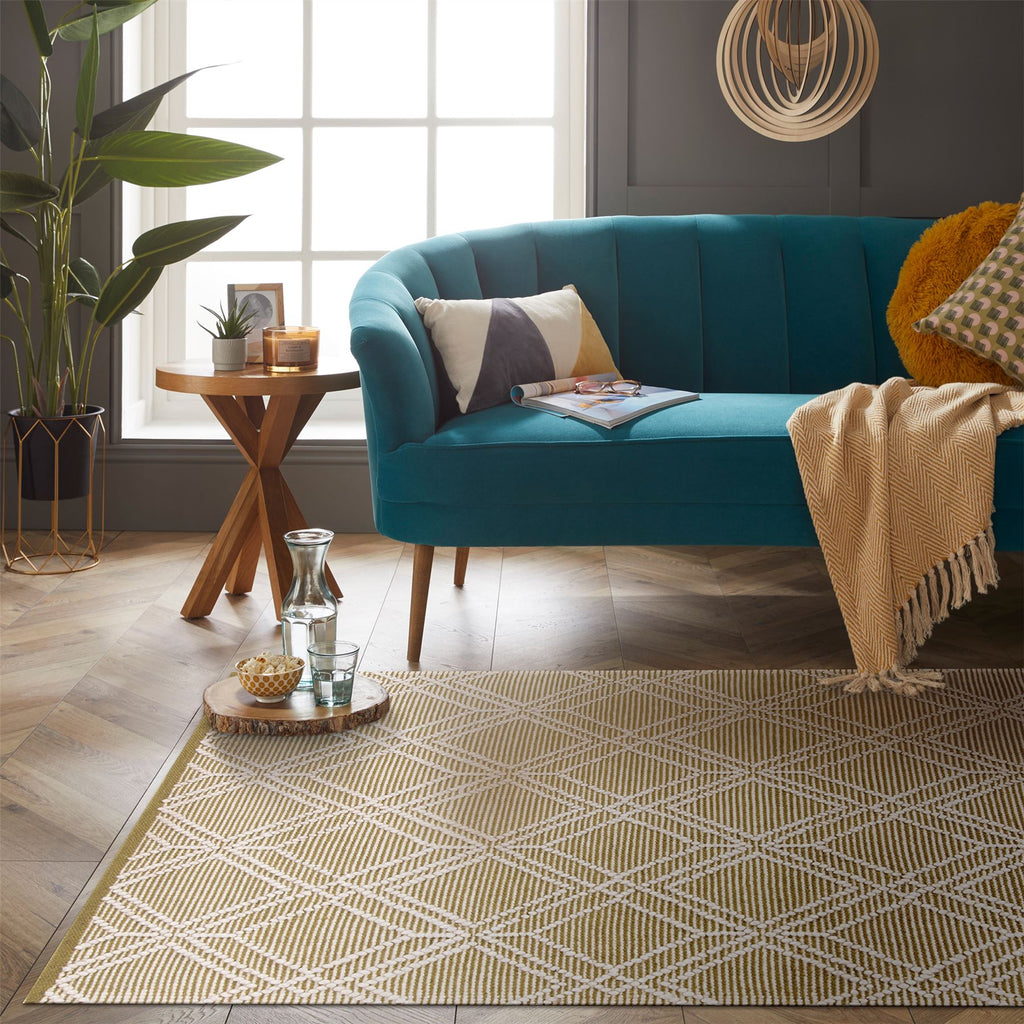 Blenheim Diamond Olive Rug - 100% PET, 120x170cm