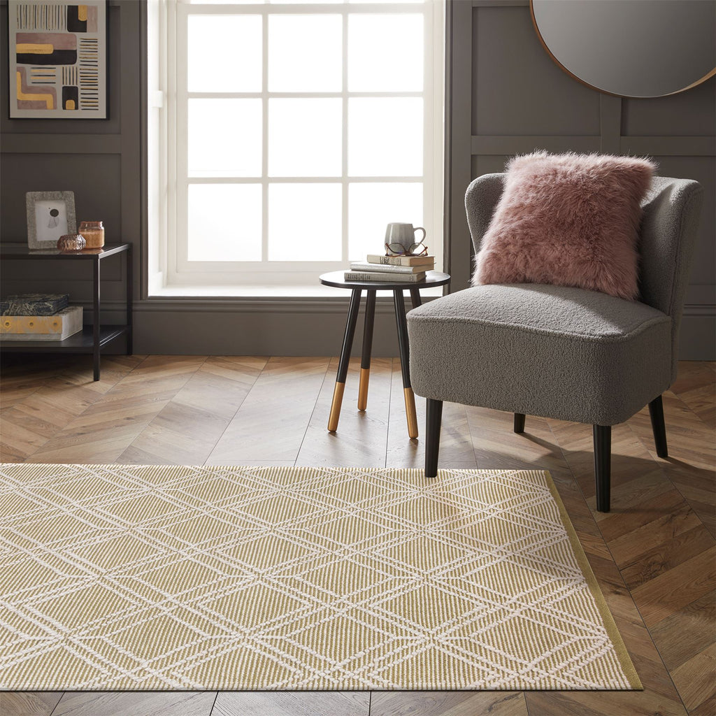 Blenheim Diamond Olive Rug - 100% PET, 120x170cm
