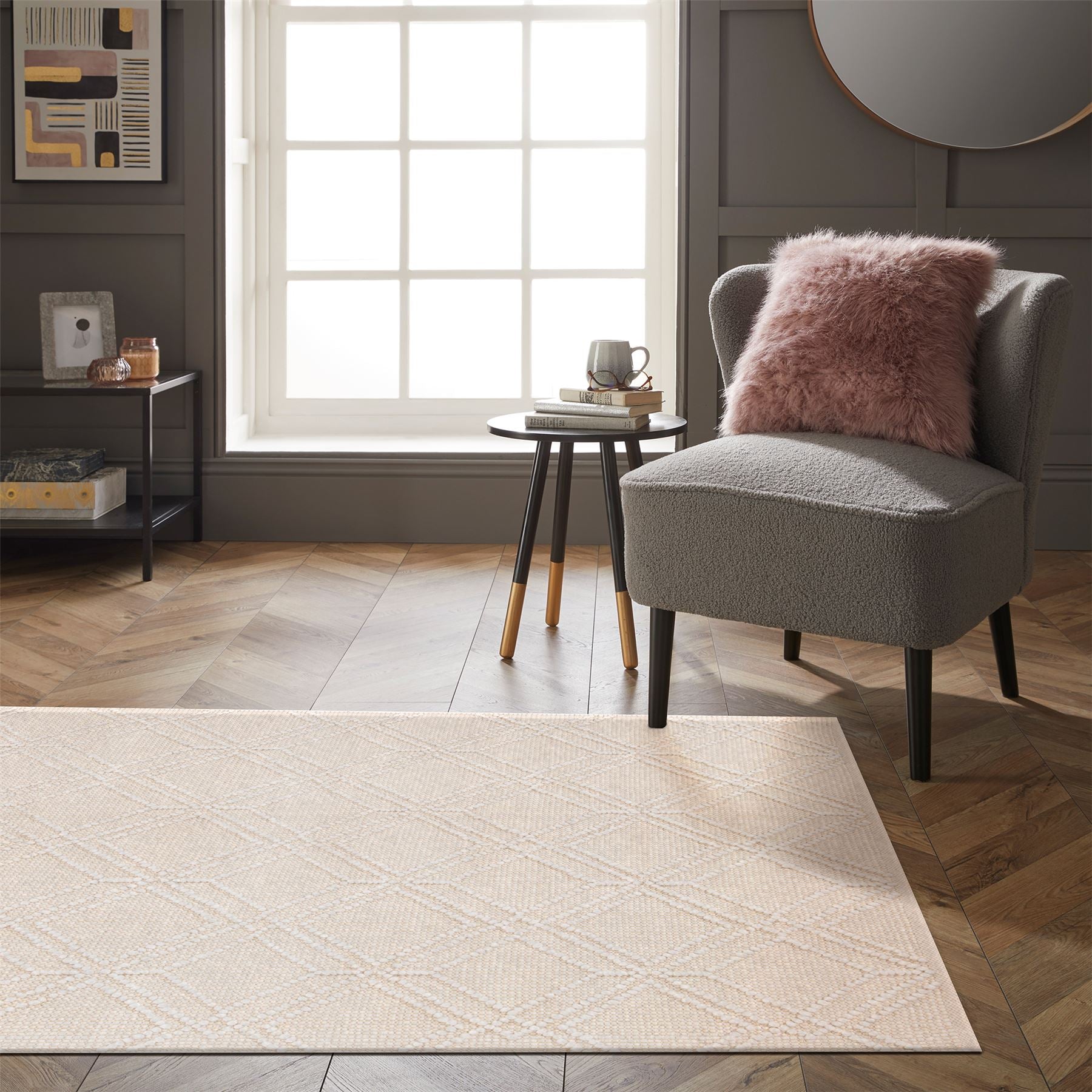 Blenheim Diamond Pet-Friendly Cream Rug 120x170 cm