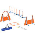 PawHut 7-Piece Dog Agility Kit: Jumps, Weave Poles, Pause Box - Orange