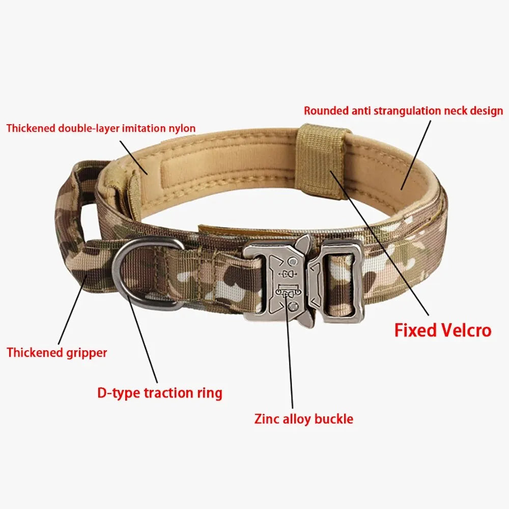 Tactical Dog Collar with Metal Buckle – Breathable Nylon for Medium & Large Dogs