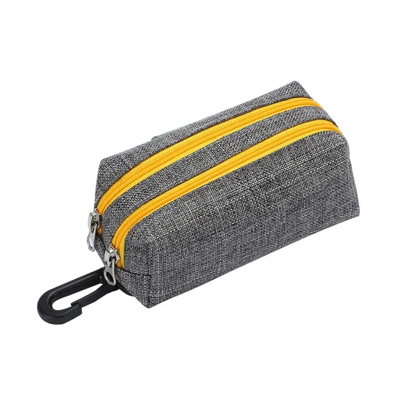 Dog Poop Bag Dispenser with Double Pockets & Velcro Leash Attachment