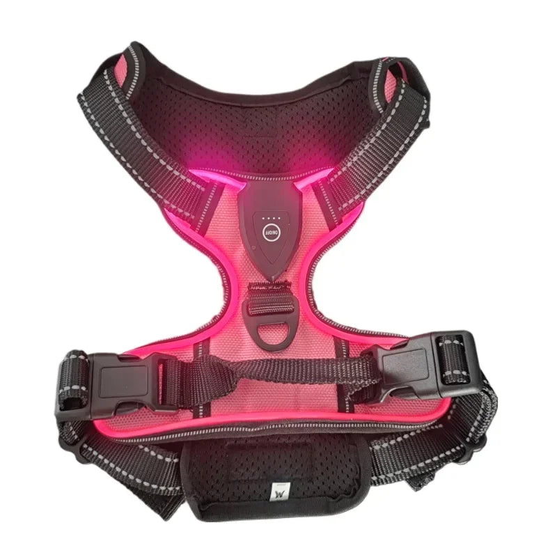 LED Luminous Rechargeable No-Pull Dog Harness – Adjustable Light-Up Pet Vest