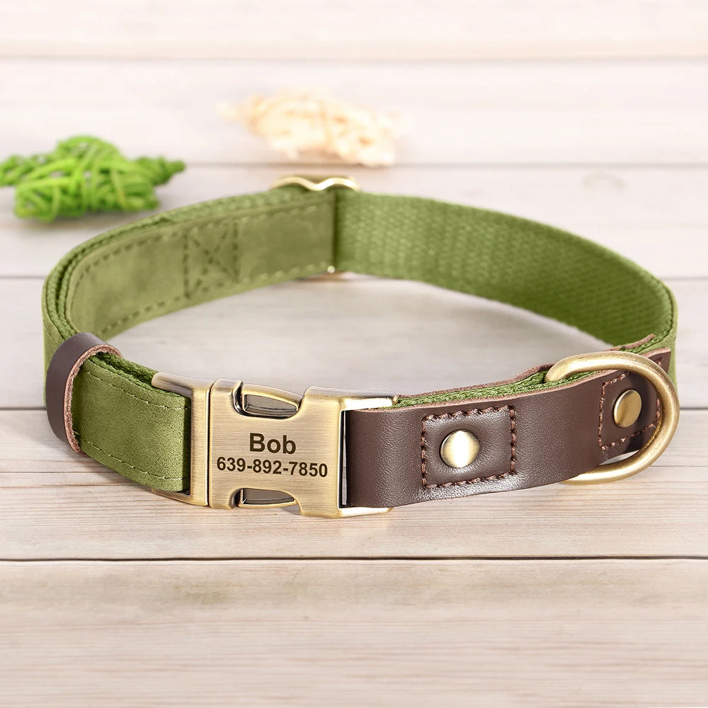 Custom PU Leather Dog Collar – Free Engraving & Adjustable Fit