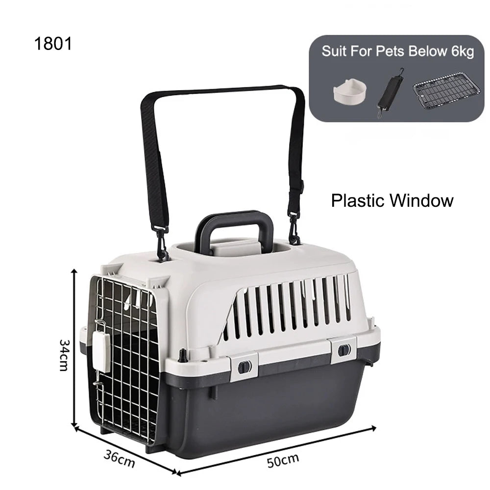 33" Large Airline-Friendly Dog Carrier – Durable Plastic Flight Crate with Wheels & Metal Ventilation Windows