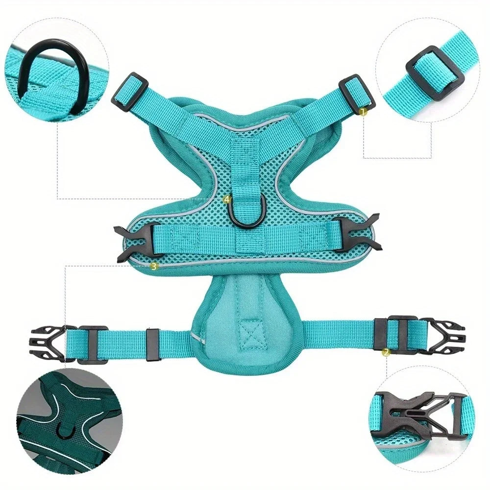 No-Pull Reflective Dog Harness &amp; Lead Set – Adjustable for Small Pets