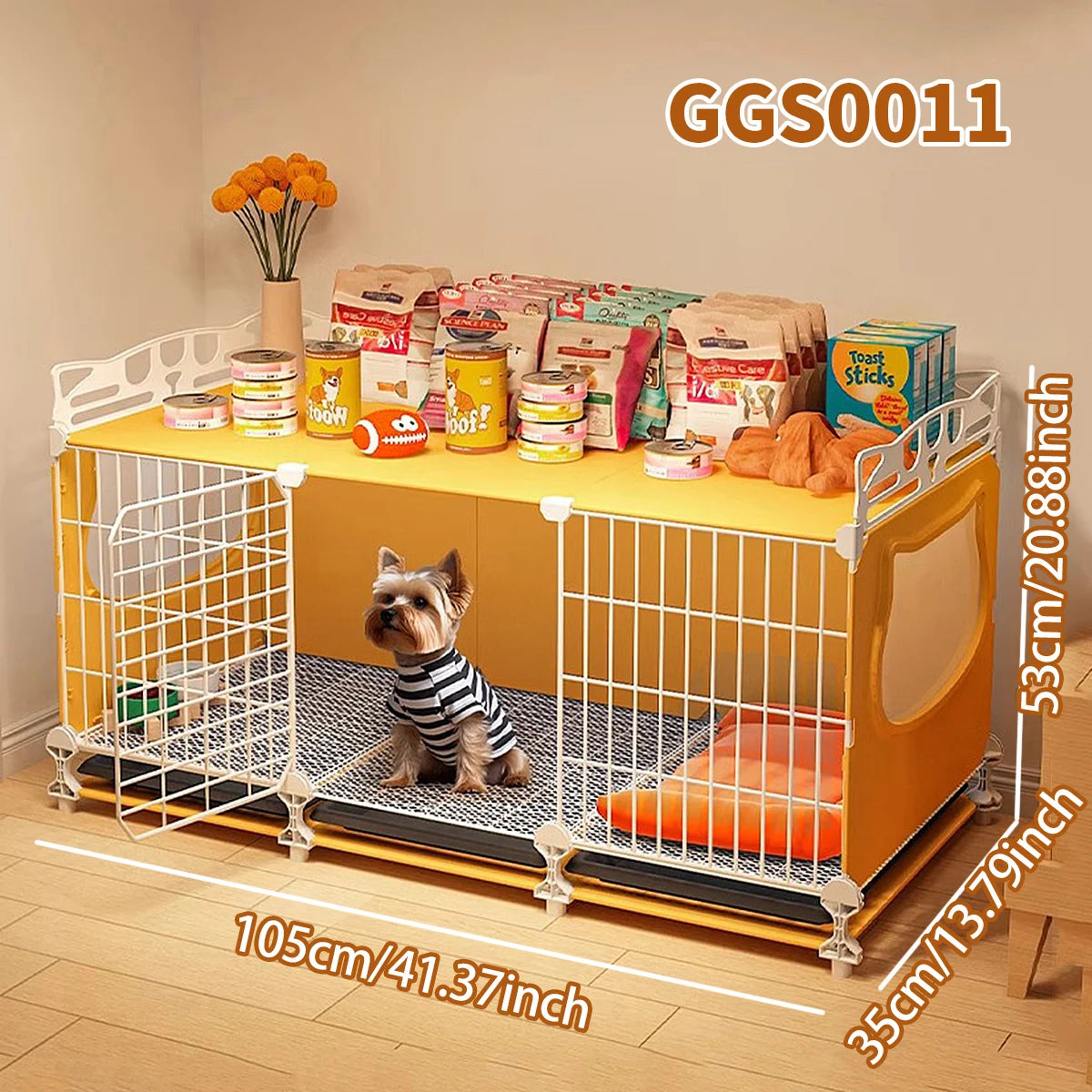 Small Dog Cage with Tray & Separate Toilet – Warm Autumn/Winter Kennel