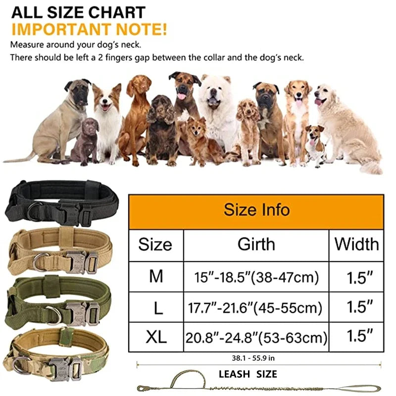 Military Tactical Dog Collar – Durable, Adjustable & Padded for Medium and Large Dogs