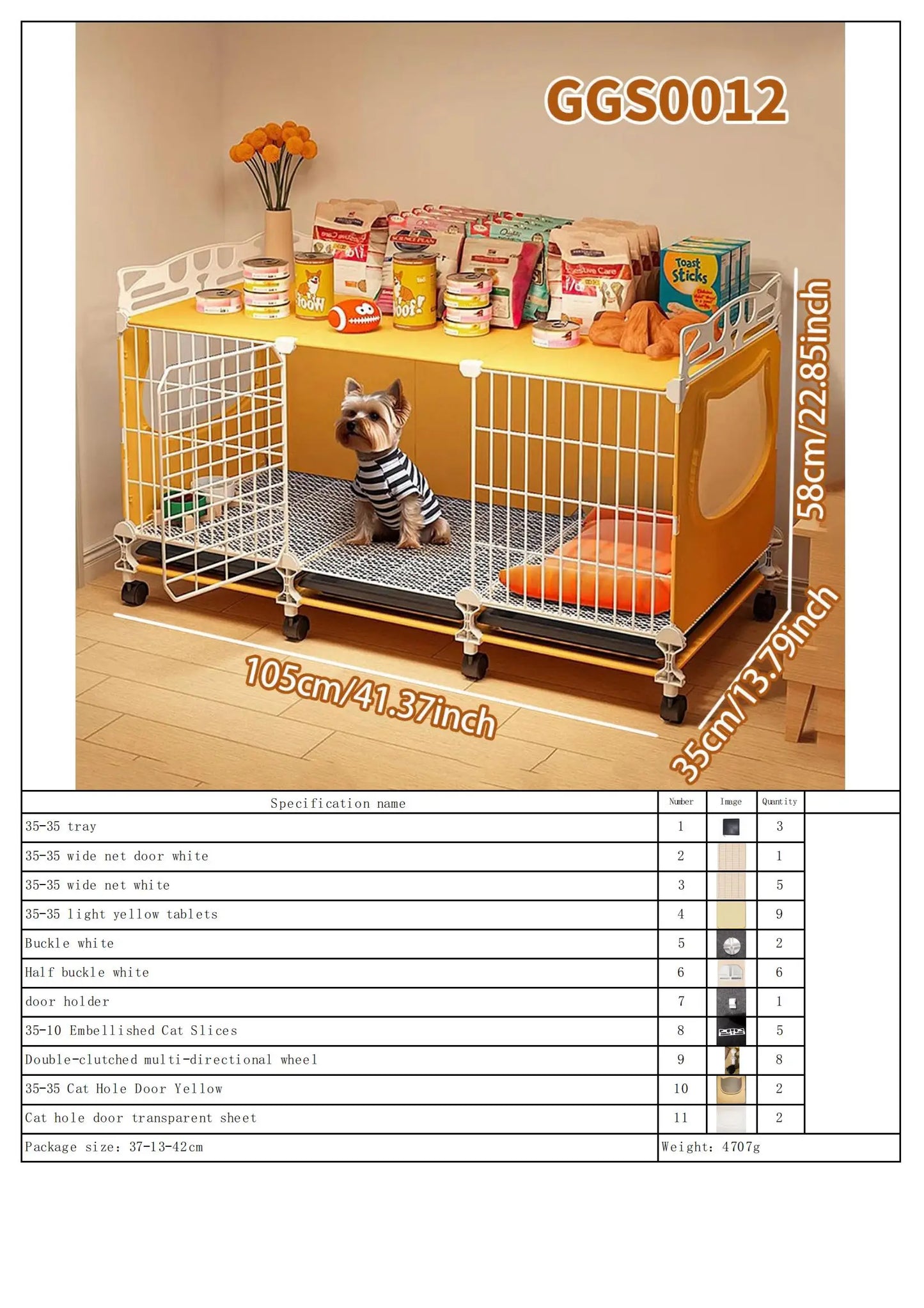Small Dog Cage with Tray & Separate Toilet – Warm Autumn/Winter Kennel