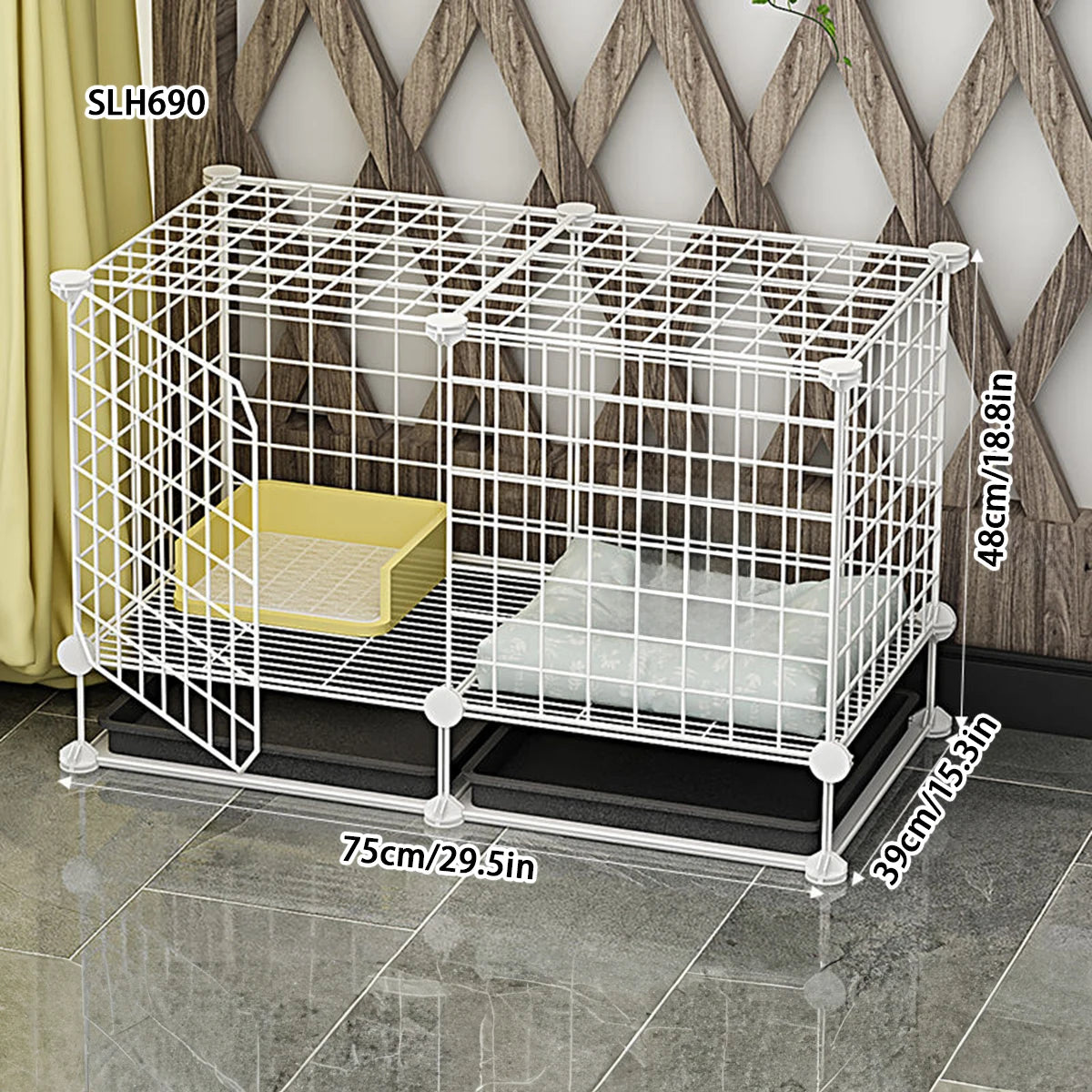 Indoor Dog Cage with Separate Toilet & Multi-Room Design