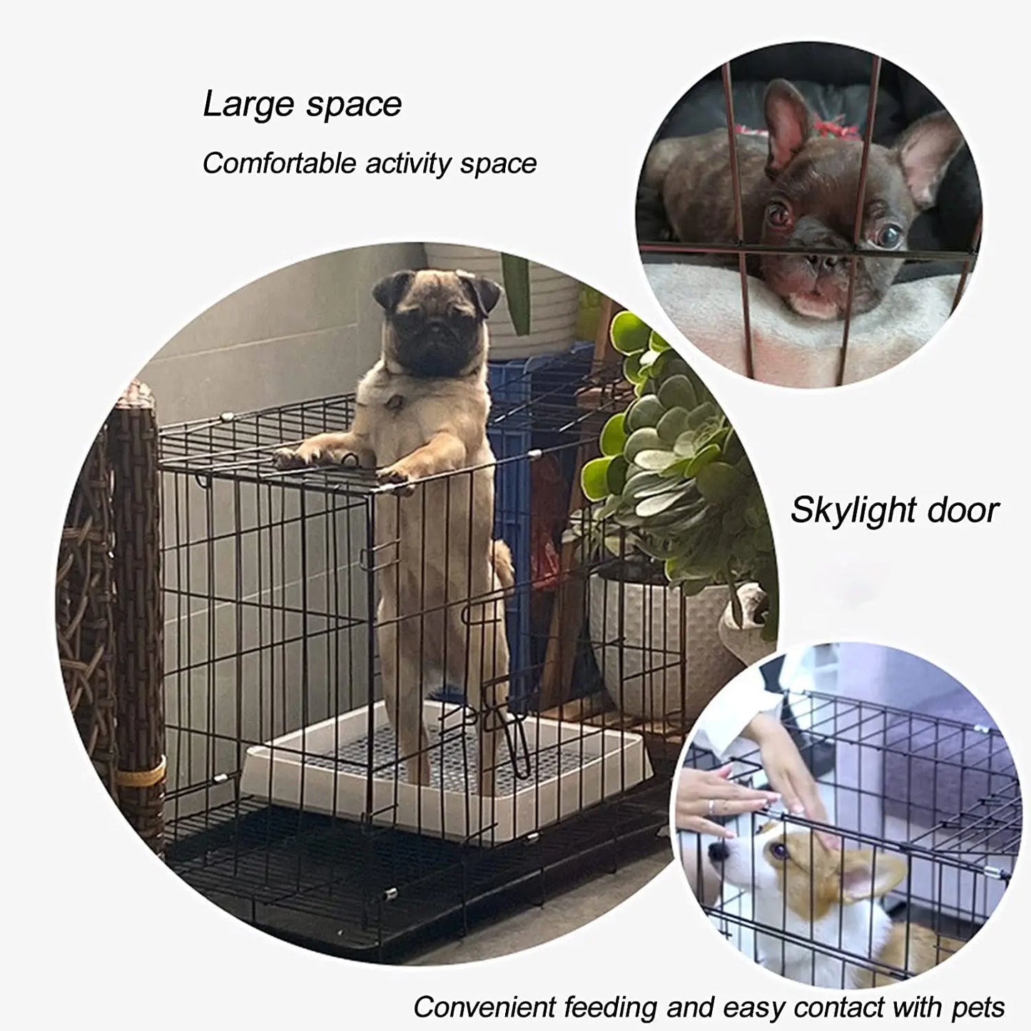 Foldable Portable Wire Dog Crate with Divider & Tray – Single Door Travel-Ready Kennel