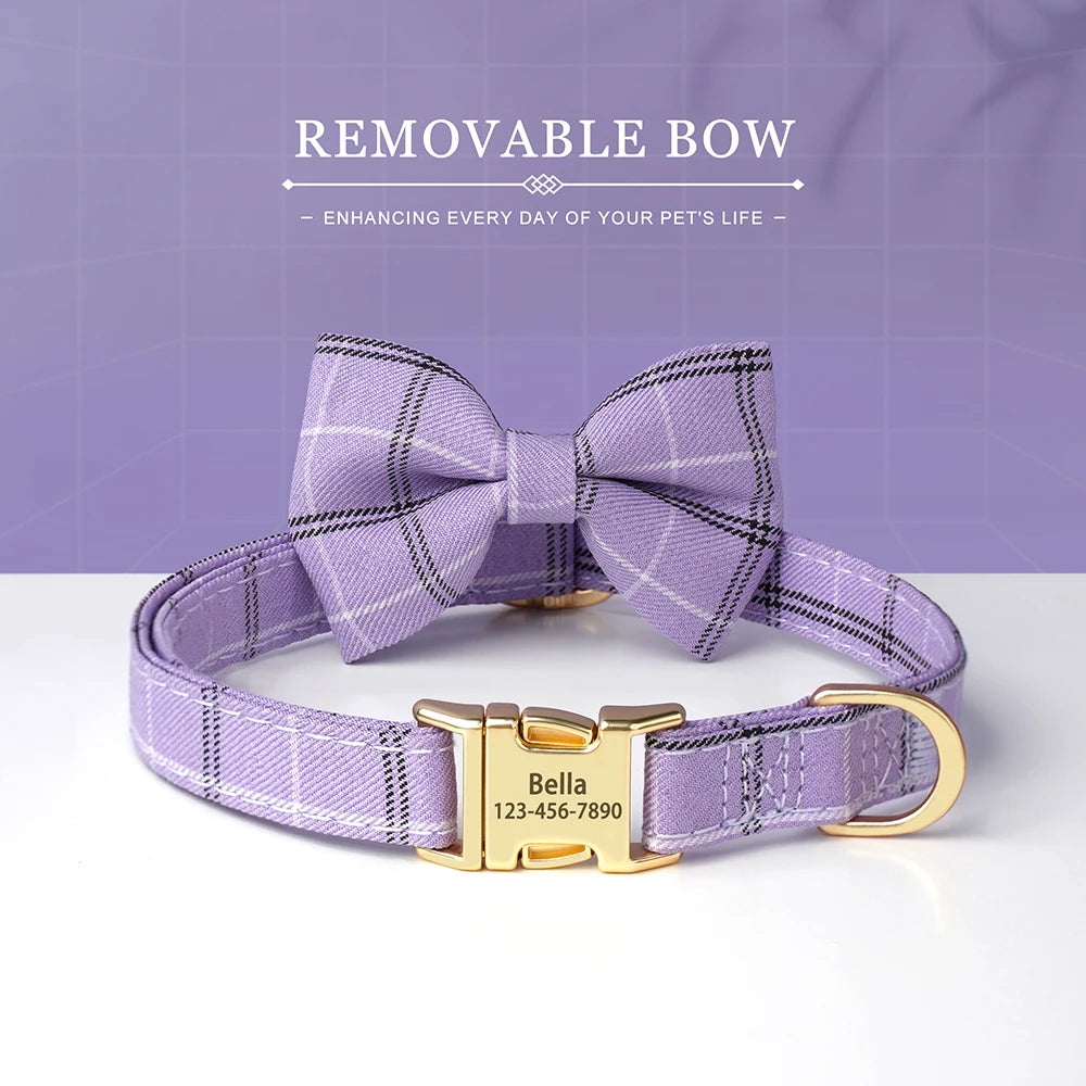 Personalised Bowtie Dog & Cat Collar – Free Engraving