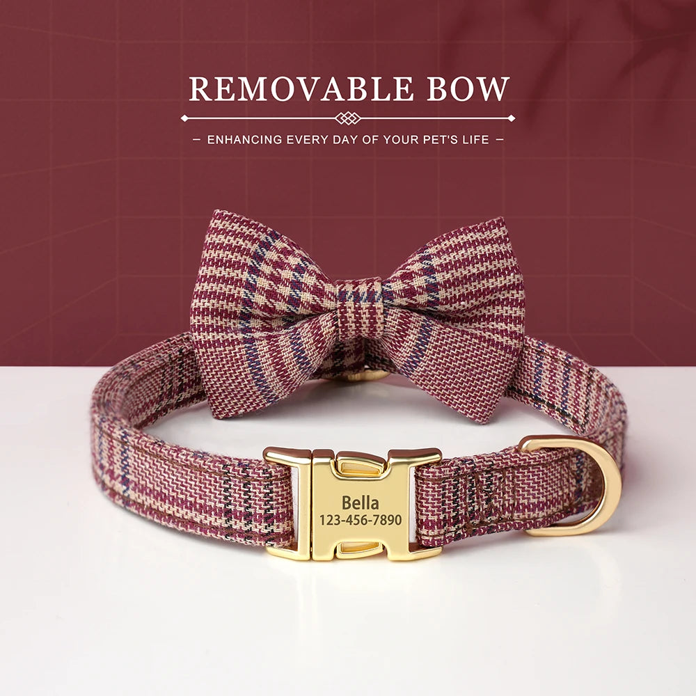 Personalised Bowtie Dog & Cat Collar – Free Engraving