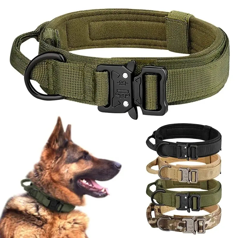 Tactical Dog Collar with Metal Buckle – Breathable Nylon for Medium & Large Dogs