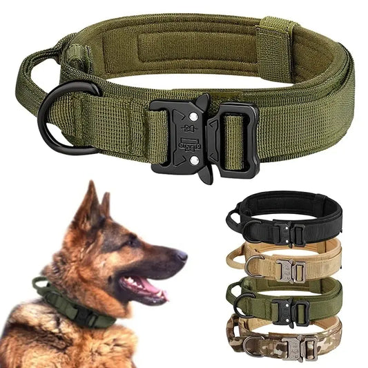 Tactical Dog Collar with Metal Buckle – Breathable Nylon for Medium & Large Dogs