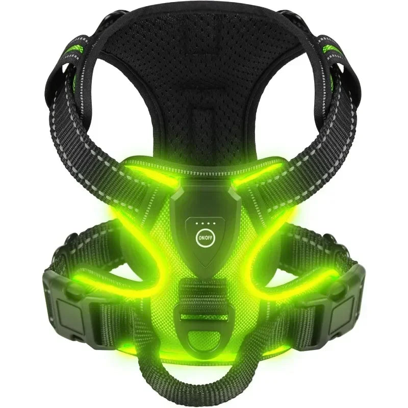 LED Luminous Rechargeable No-Pull Dog Harness – Adjustable Light-Up Pet Vest