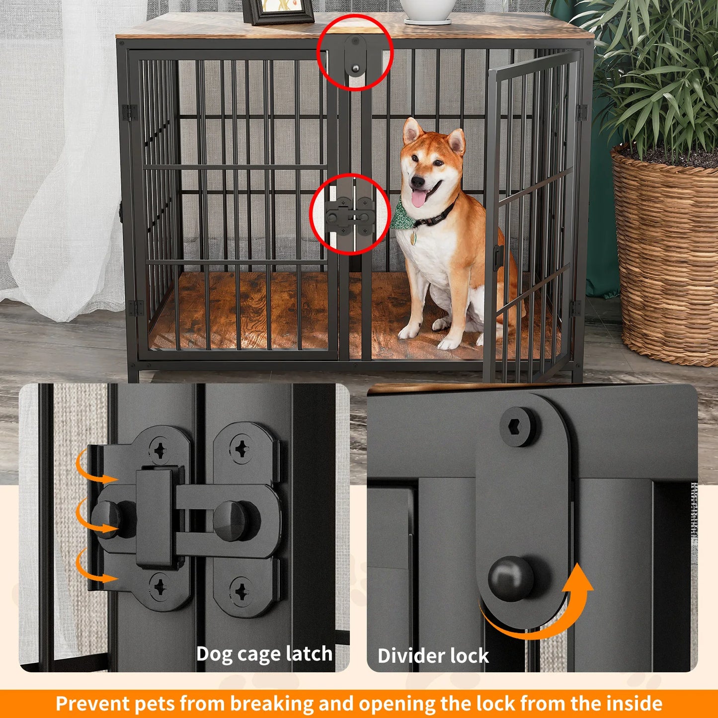 Heavy Duty Dog Crate Furniture with Divider & End Table Top