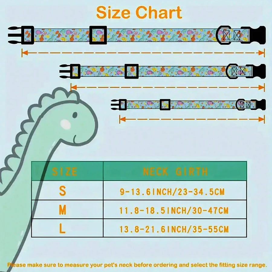 Animal/Dinosaur Print Adjustable Pet Collar with Pendant