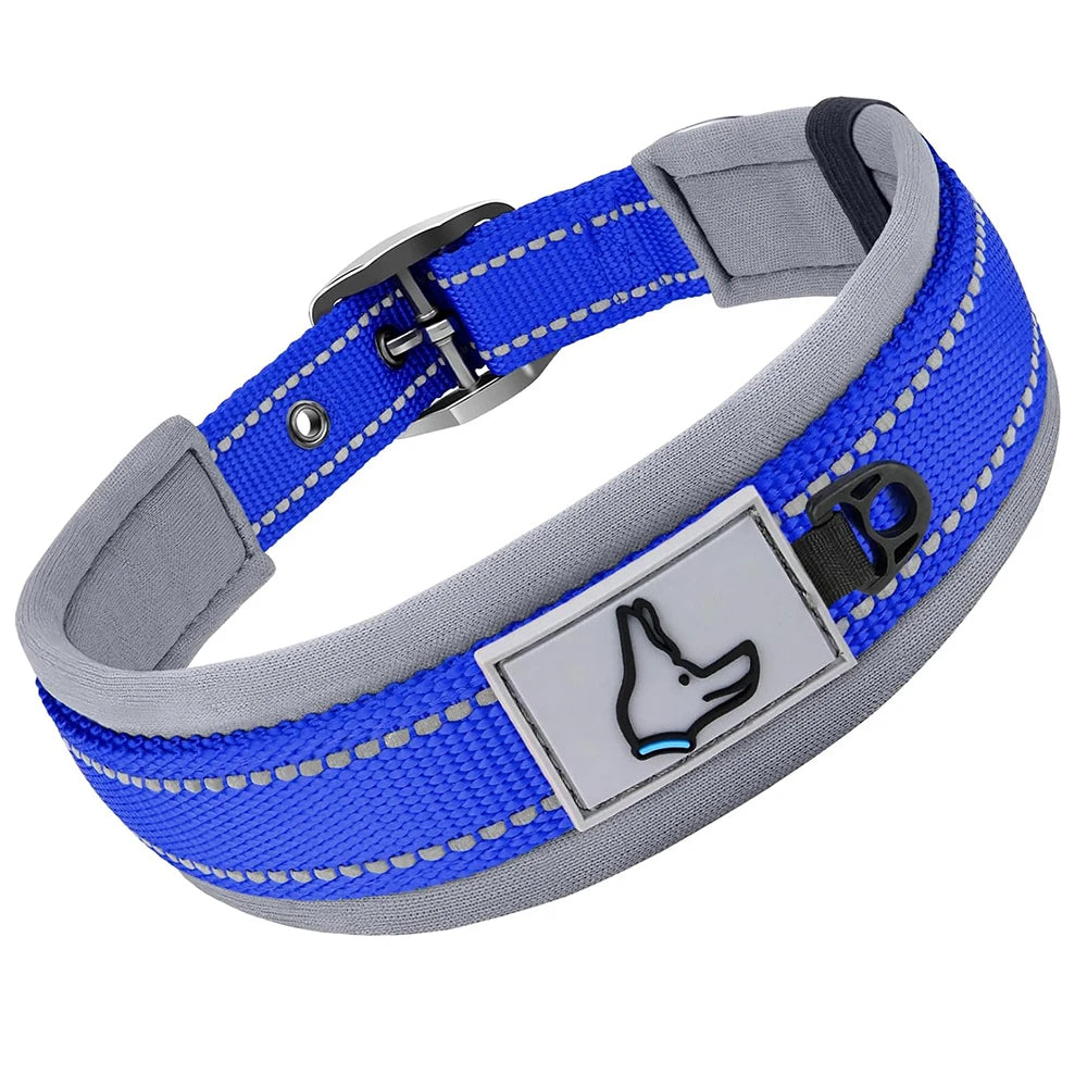 Reflective Padded Nylon Dog Collar – Heavy Duty & Adjustable
